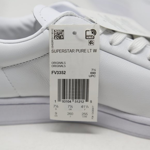 adidas Superstar Pure Luxe Premium White Sneaker FV3352 Gold Trainer Casual - Picture 11 of 11